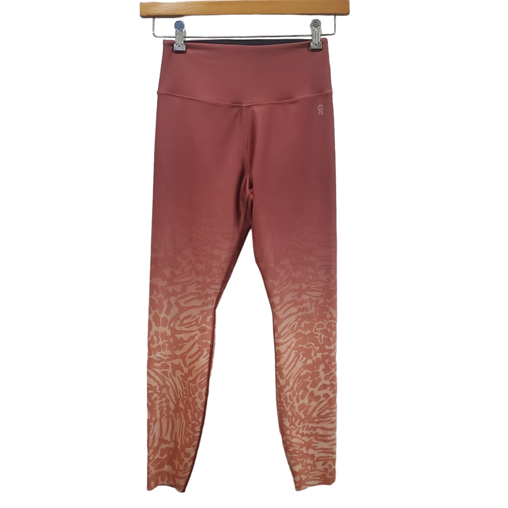 Good American Size Medium Pink Ombre Leopard Leggings Skinny Leg EUC Size 2